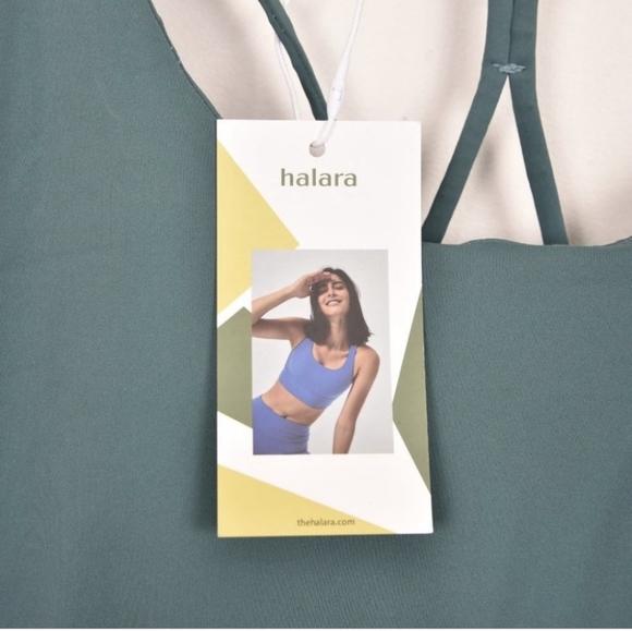 NWT Halara U-Neck Crisscross A-Line Tennis Workout Dress No Liner - Stone Green - Picture 5 of 7